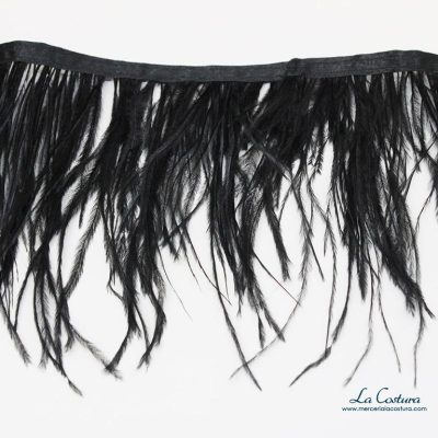 Fleco de plumas de avestruz de primera calidad - Negro