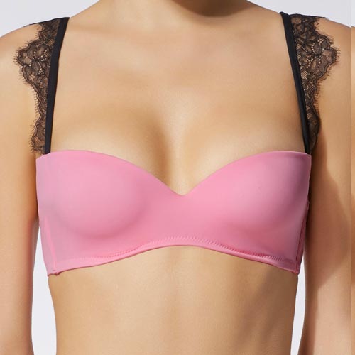Bikini banda con tirantes adornados con encaje o puntilla