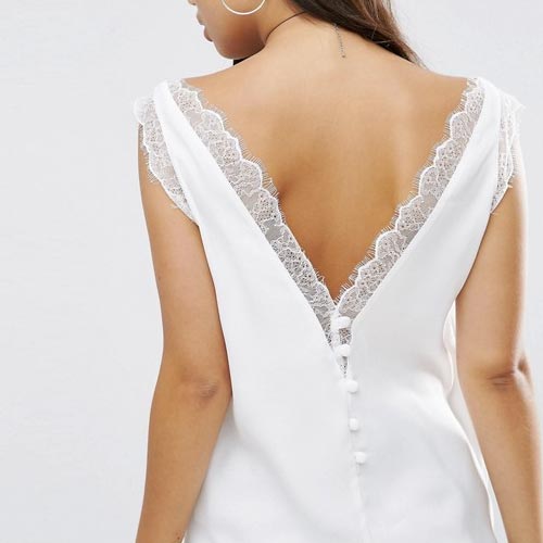 Camisola con detalle de encaje en espalda y mangas