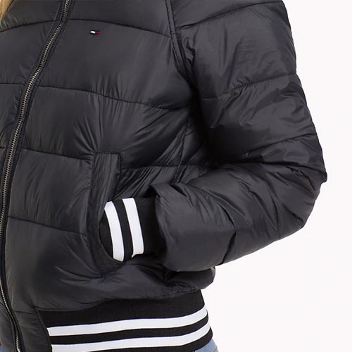 Bomber con puños y cintura de rayas
