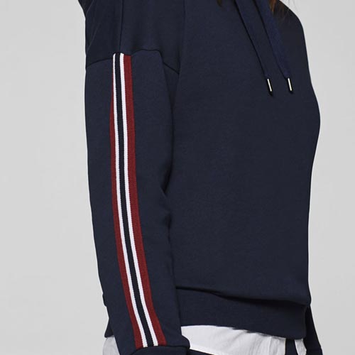 Sudadera con banda de rayas en mangas