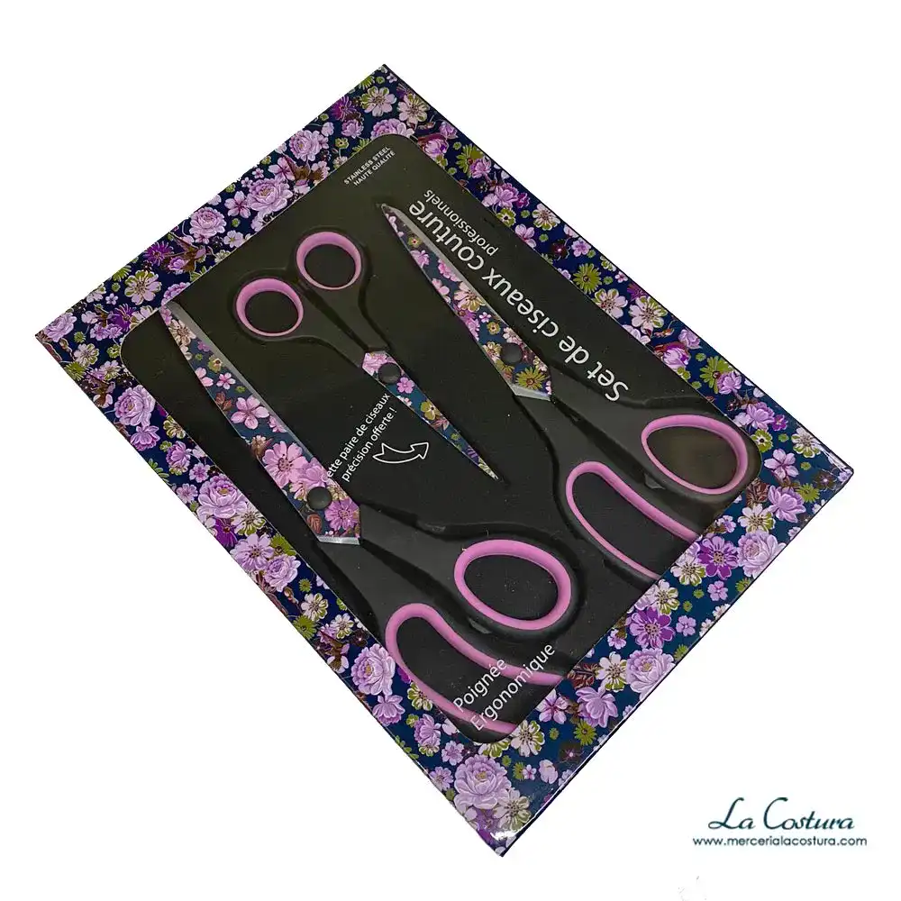 Set de costura con 3 tijeras estampado floral
