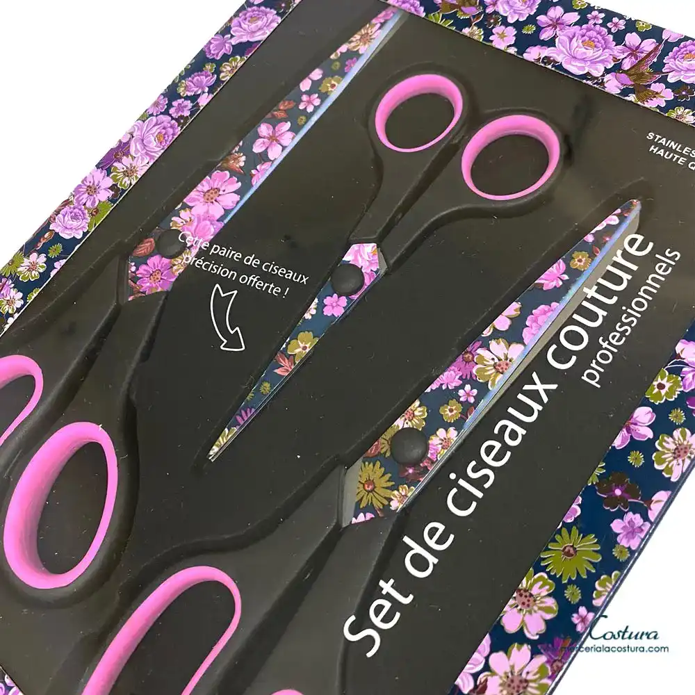 Set de costura con 3 tijeras estampado floral