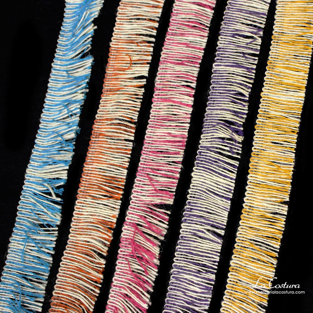 Cinta flecos tipo yute en colores
