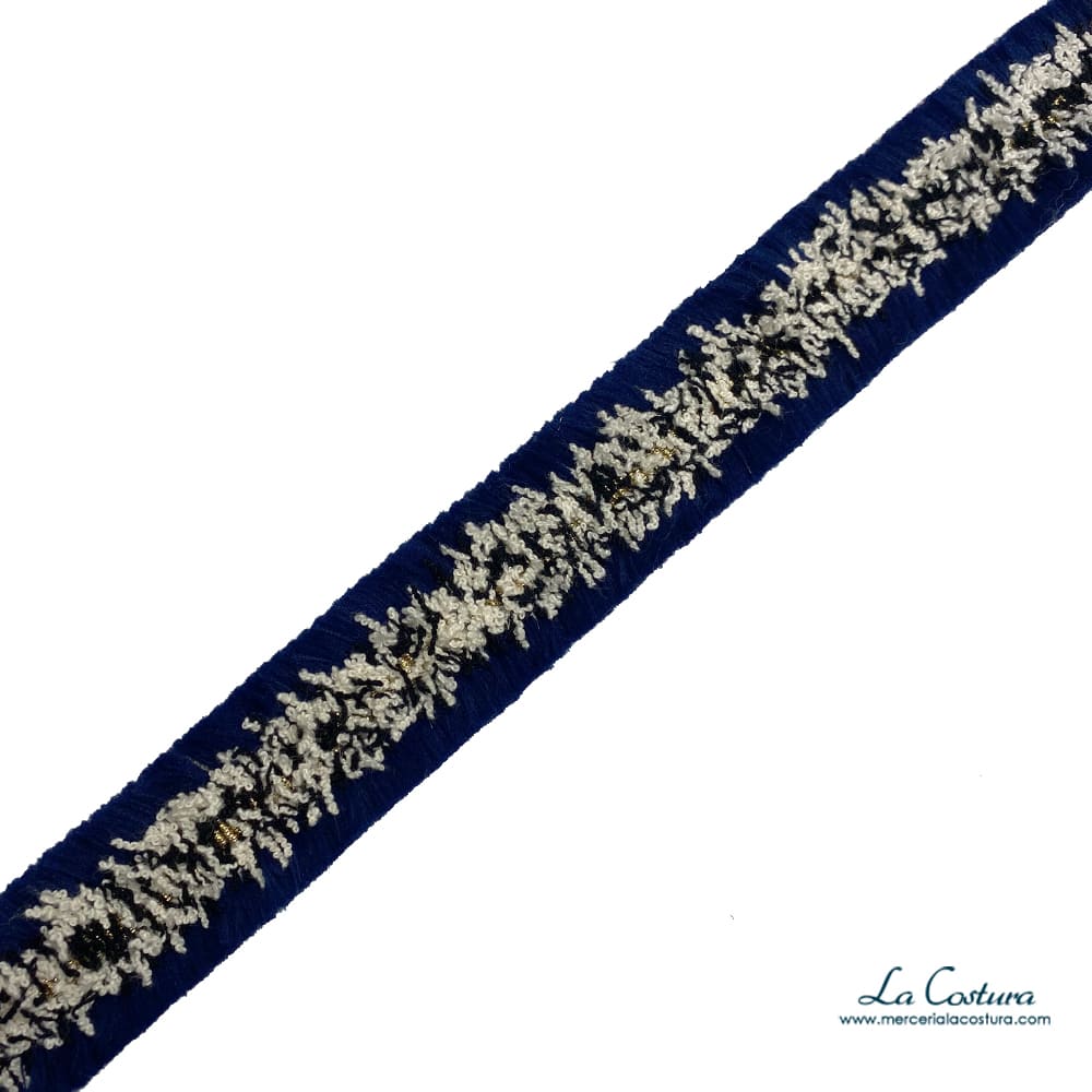 Pasamanería lana desflecada tricolor con brillo 2,8cm