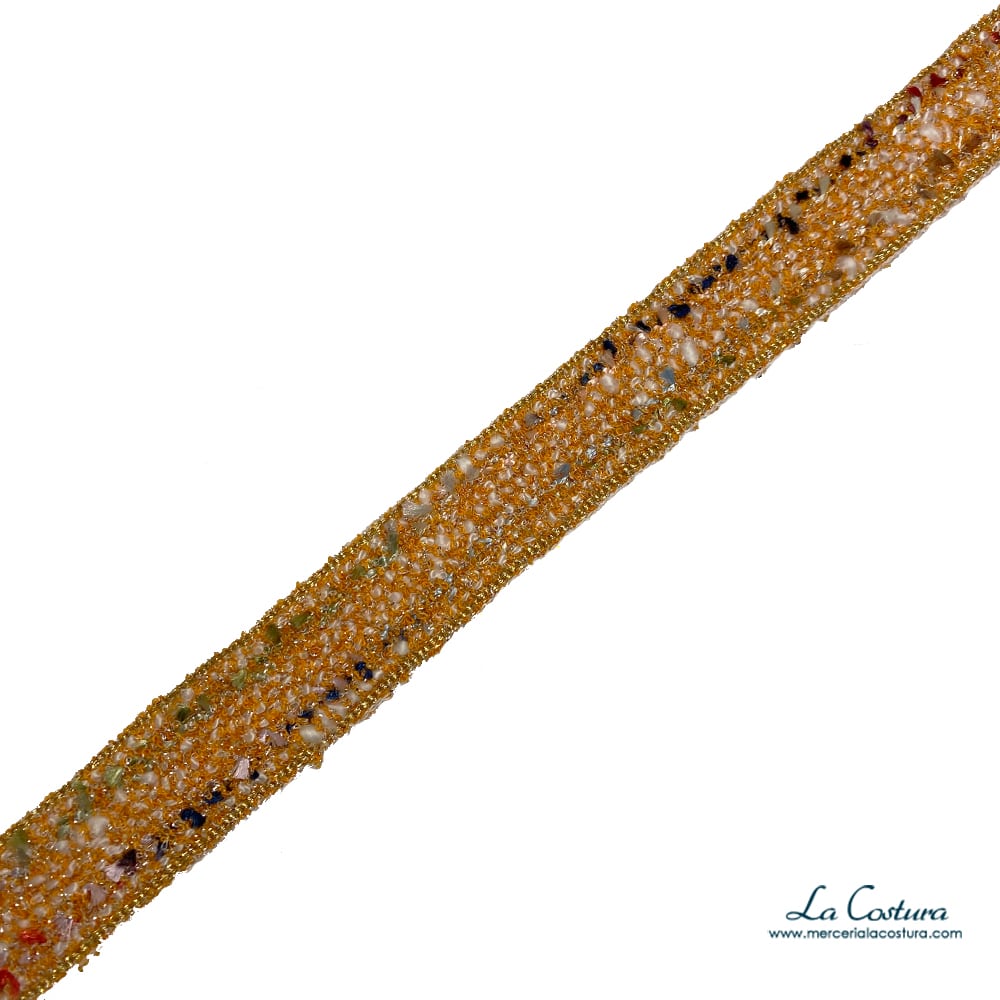 Pasamanería lana naranja con brillo 2,3cm
