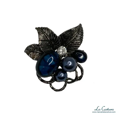 broche-hoja-piedras-azules