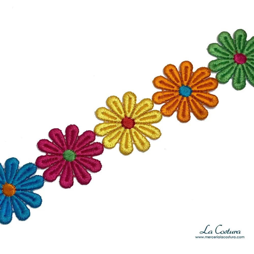 Tira de flores colores guipur 5cm