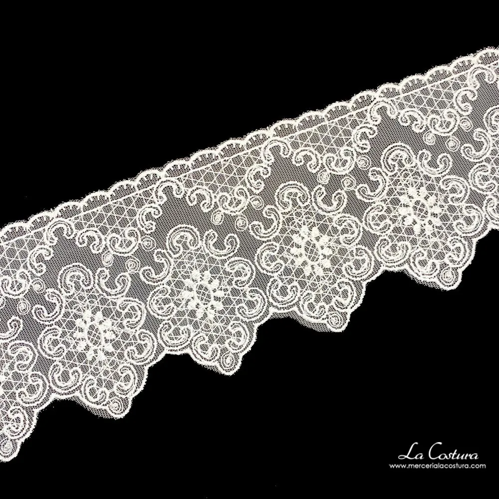 Puntilla tul bordado blanco 10m