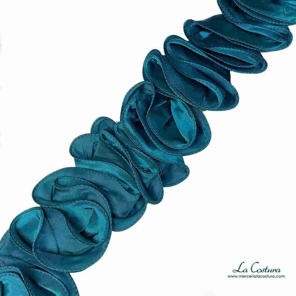 Pasamanería ondas raso efecto flor 10cm - Imagen 5