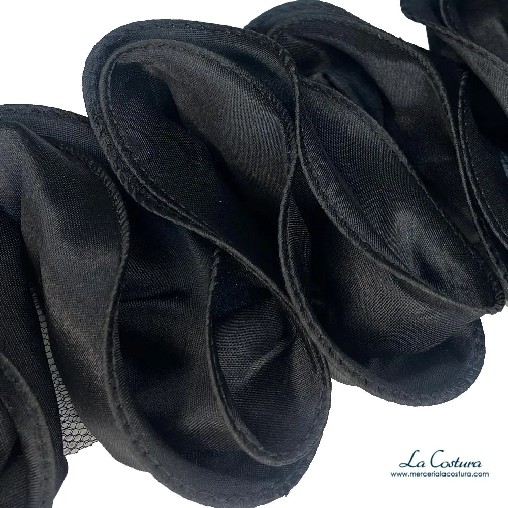 Pasamanería ondas raso efecto flor 10cm