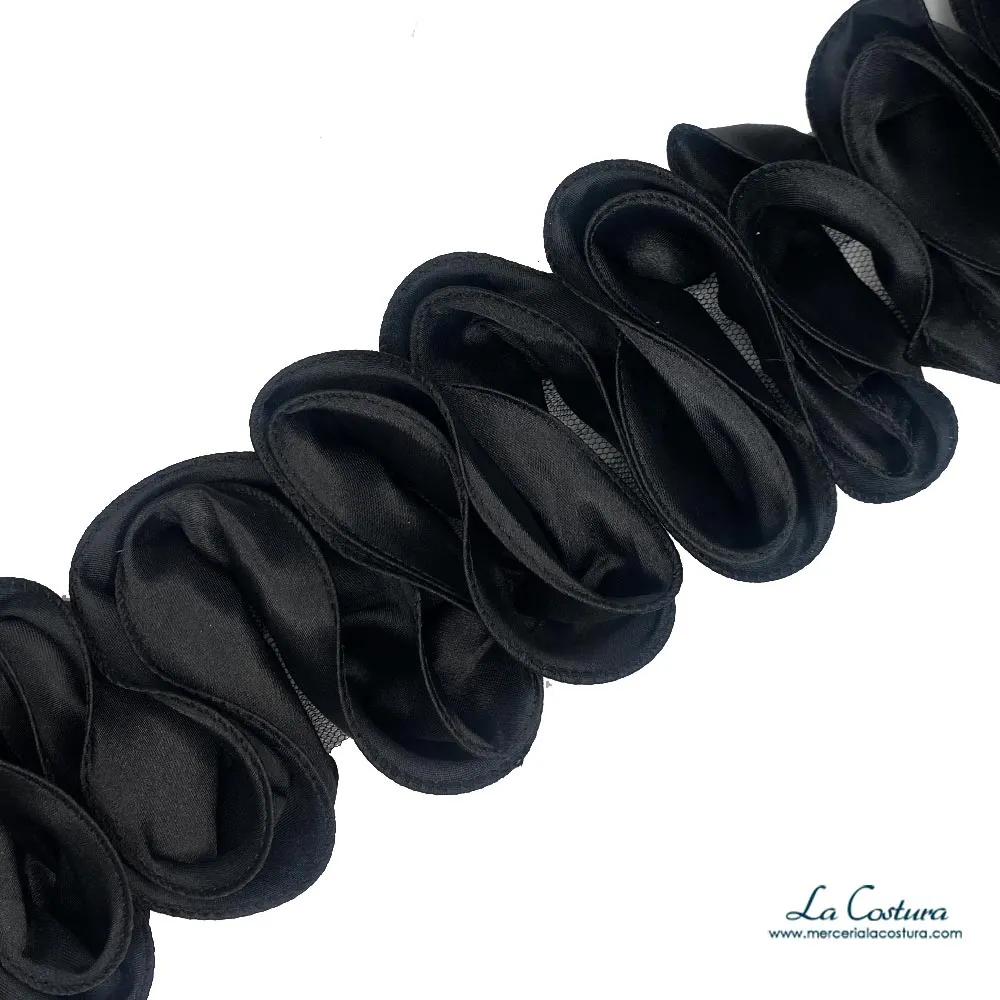 Pasamanería ondas raso efecto flor 10cm