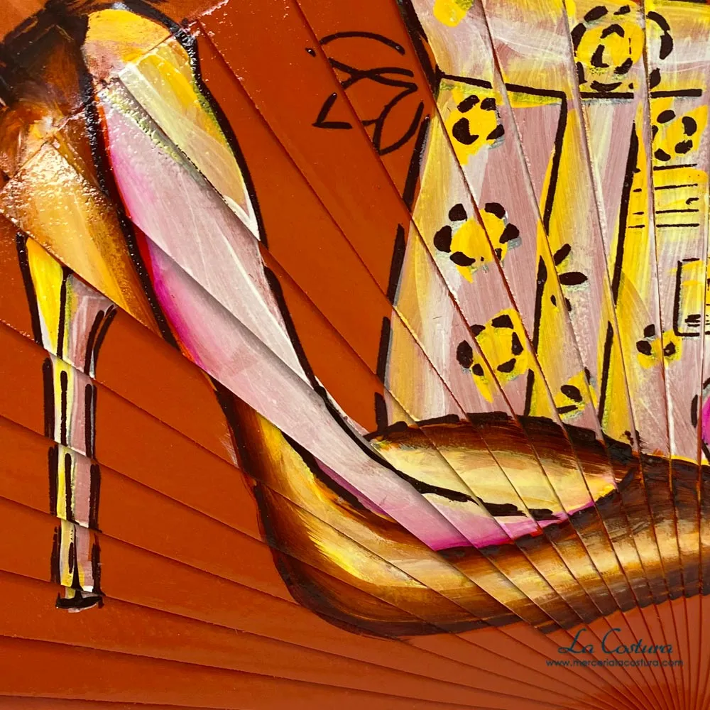 Abanico naranja pintado fashion - Imagen 2