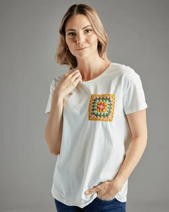camiseta bolsillo crochet