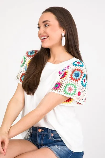 camiseta mangas crochet