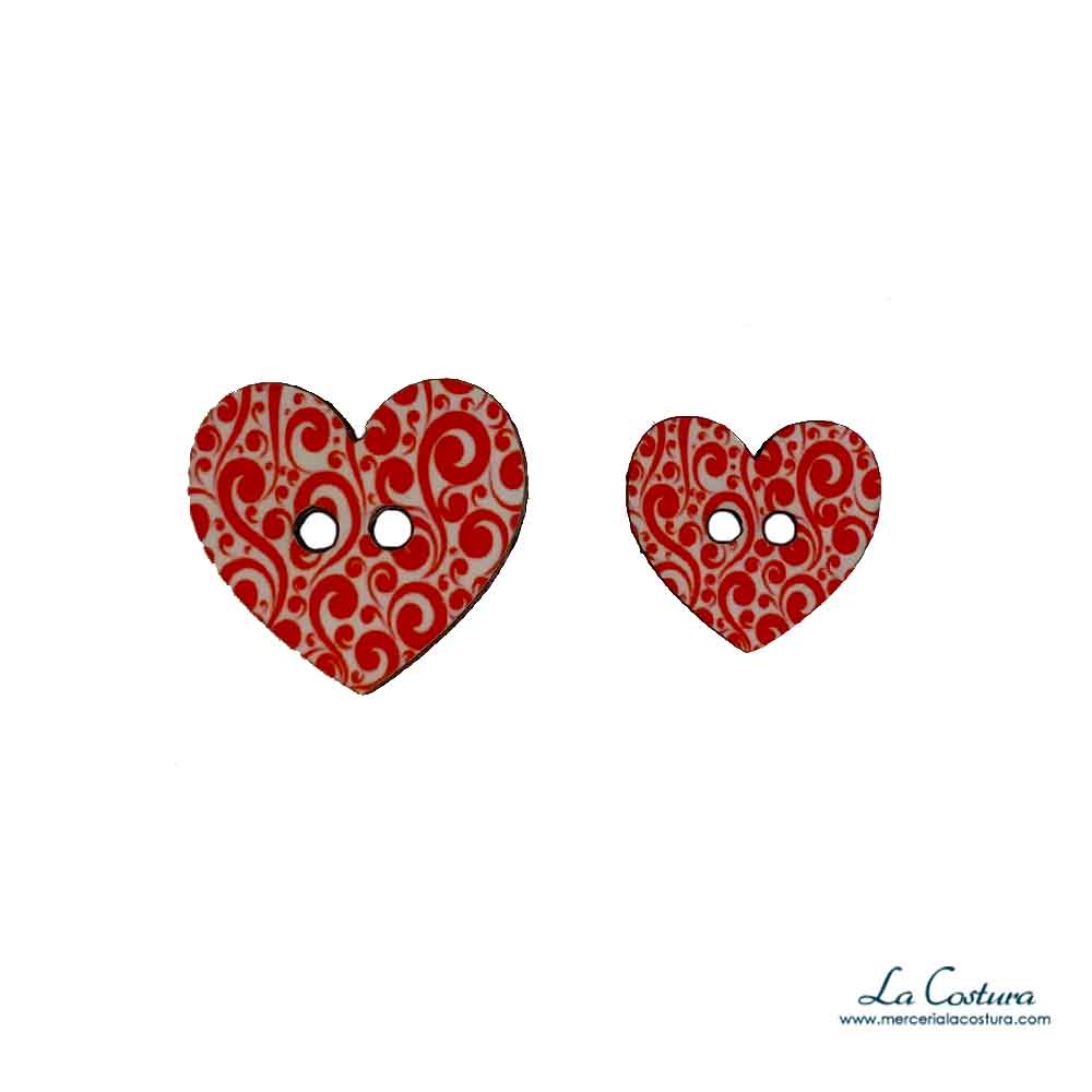 Botones corazón de madera pintados