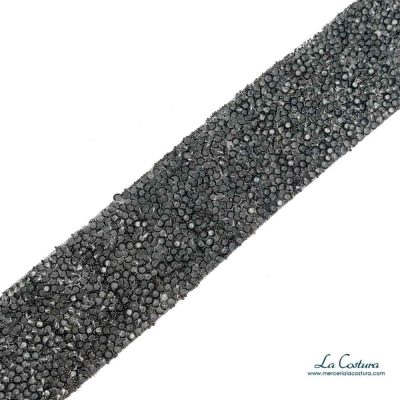 Pasamaneria termoadhesiva strass pedreria gris 40mm