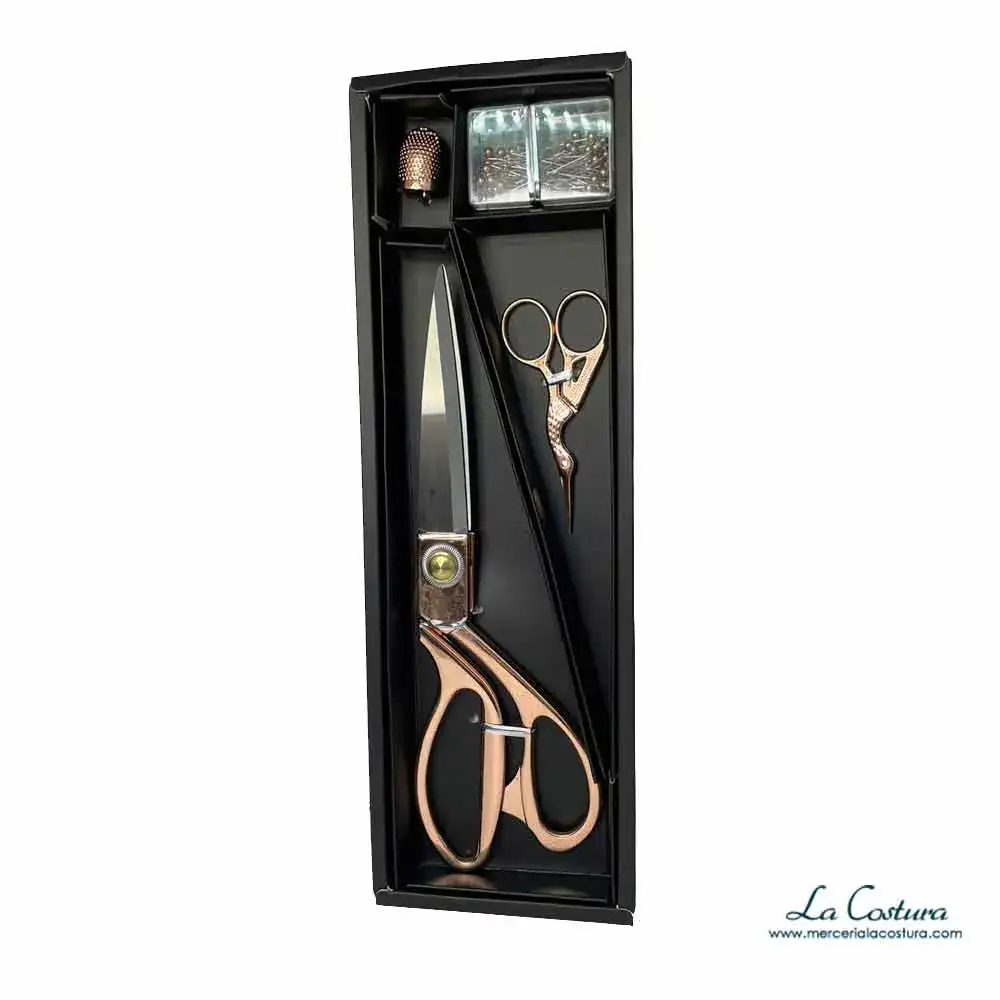 Set de costura Oro Rosa con 2 tijeras, dedal y alfileres - Imagen 3