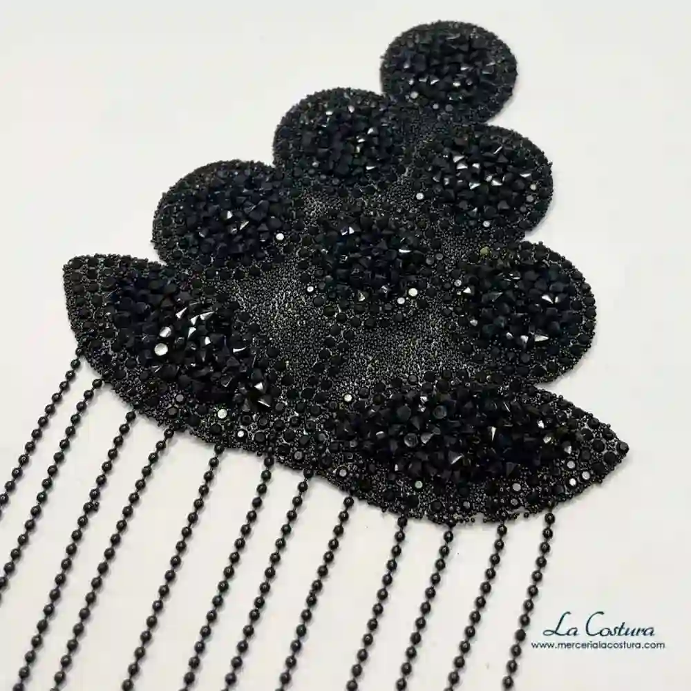 Apliques hombreras brillo fleco cadena 20 cm - Imagen 2