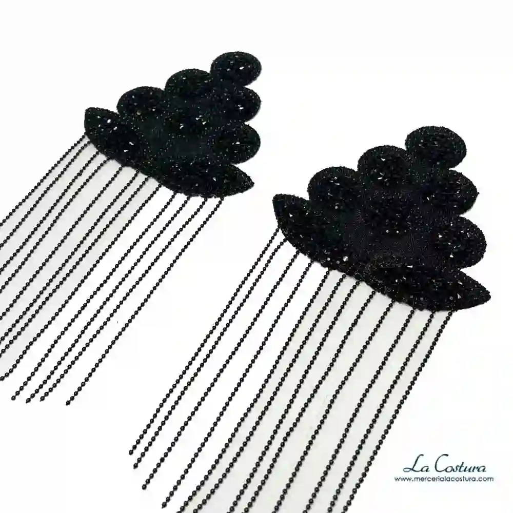 Apliques hombreras brillo fleco cadena 20 cm - Imagen 3