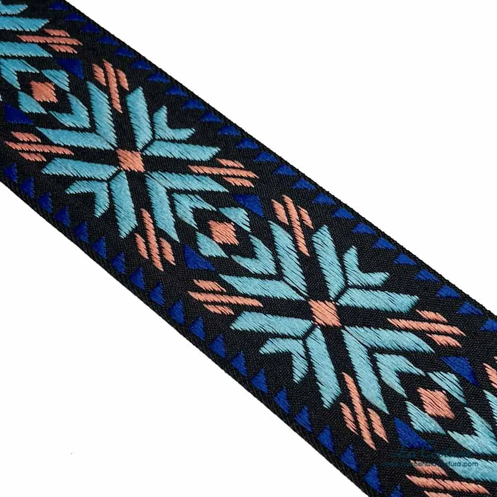 Tapacosturas etnico bordado azules 45 mm - Imagen 2